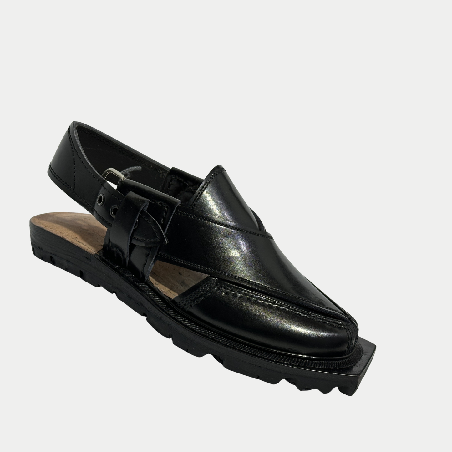 Norozi Classic Black Leather Sandal