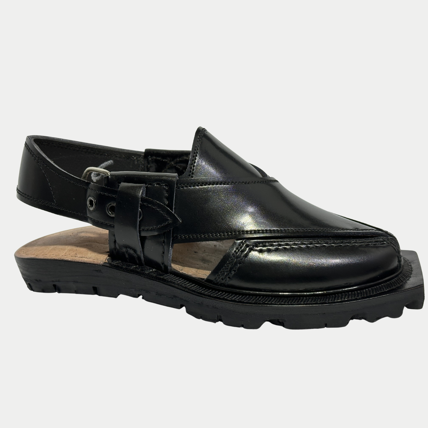 Norozi Classic Black Leather Sandal