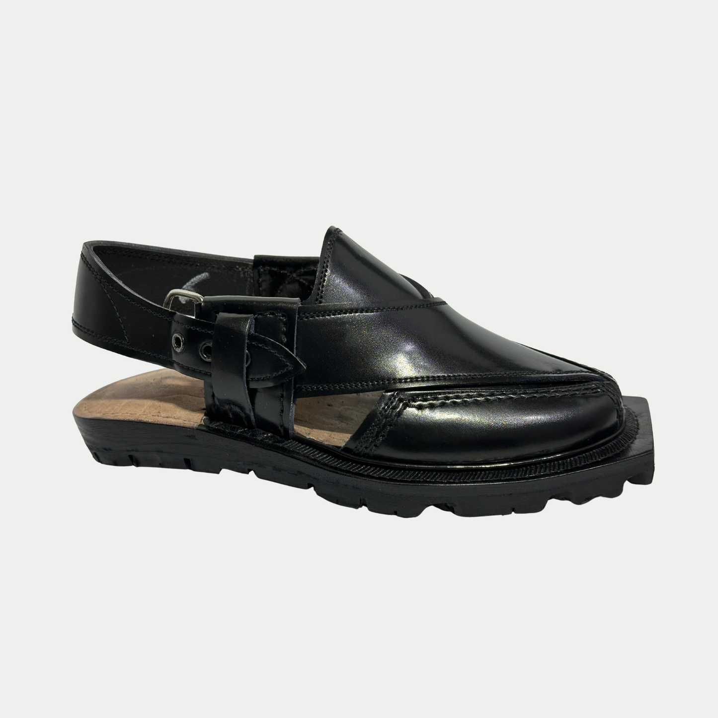 Norozi Classic Black Leather Sandal