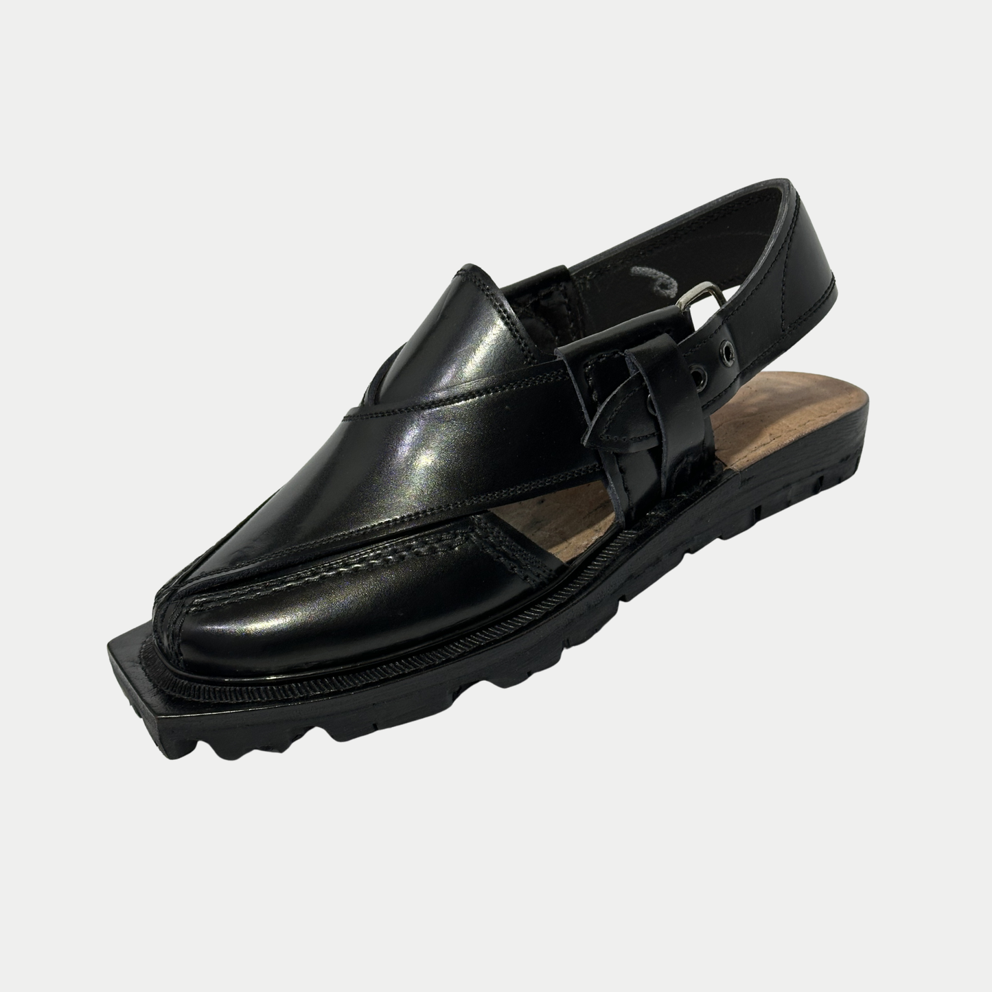 Norozi Classic Black Leather Sandal