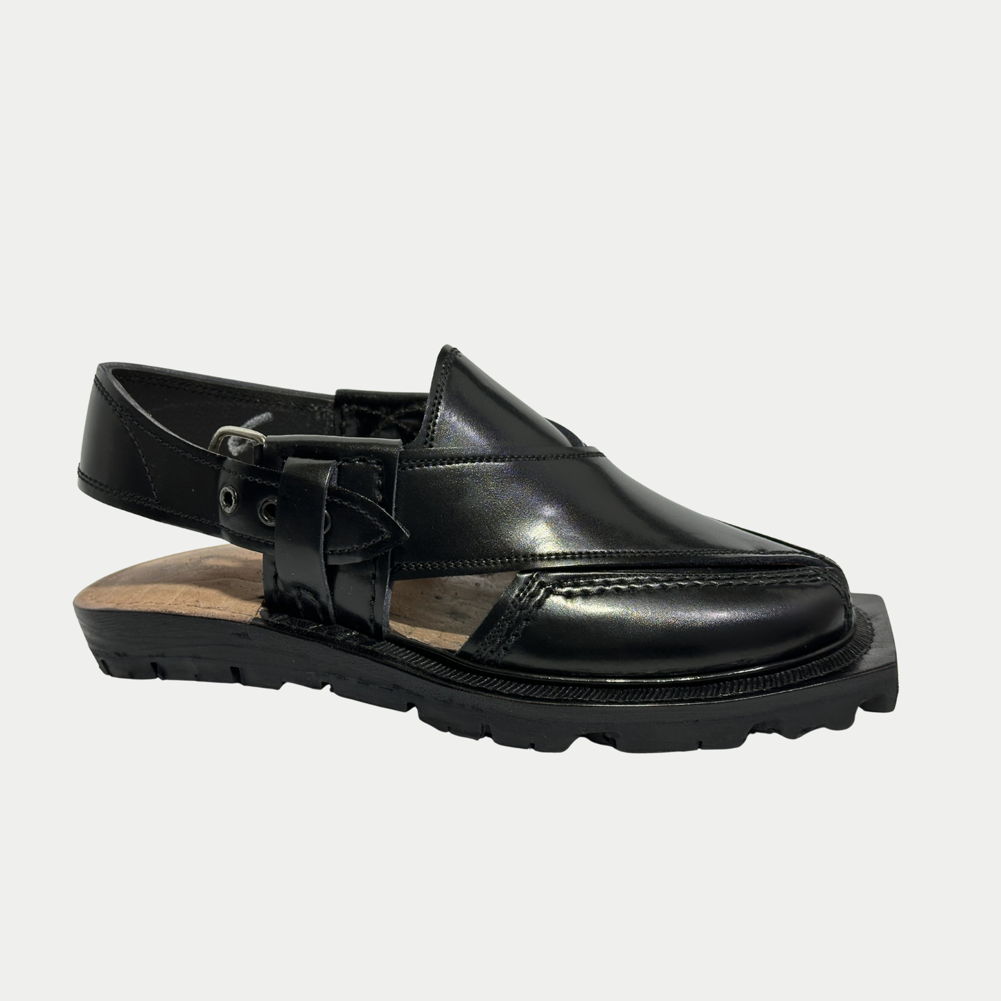 Norozi Classic Black Leather Sandal
