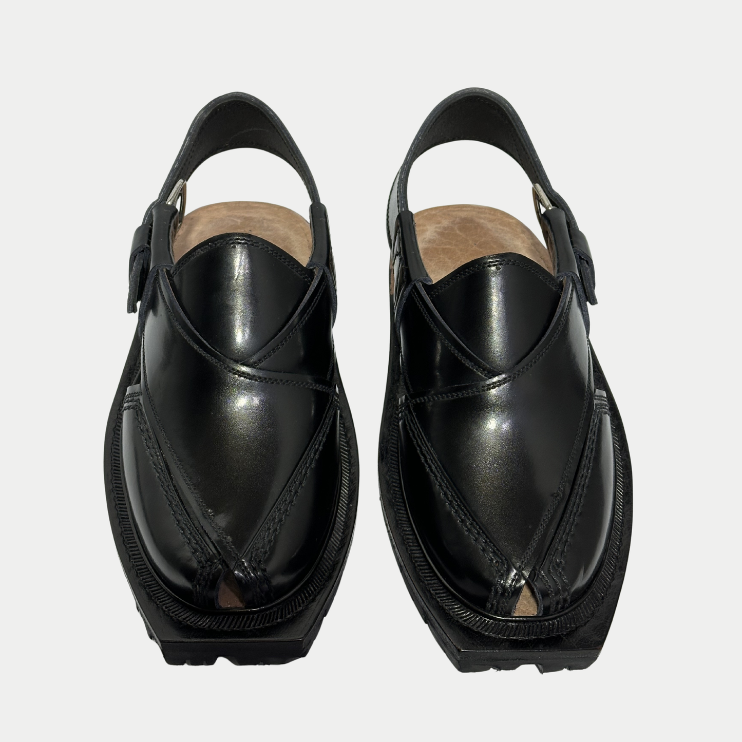 Norozi Classic Black Leather Sandal